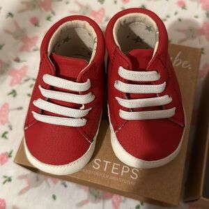NEW Ju-Ju-Be Ecosteps Red Sneakers Size 3-6 Months Baby Shoes Vegan Leather